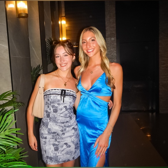 Zara Blue Satin Midi Dress - Picture 1 of 4